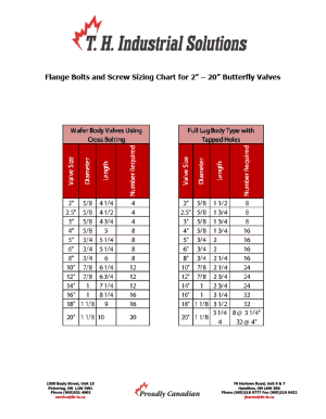 FLANGE BOLT & SCREW SIZING FOR VALVES